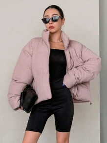 DAZY Women's Winter Casual Solid Color Stand Collar Padded Coat ,Winter Women Clothes,Winter Coat Women