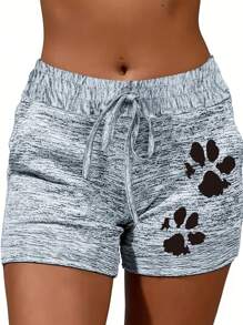 新款春夏漸層運動風街頭風格女短褲，歐美時尚 - 淺灰色 - 查看 1