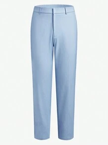 AKNOTIC Business Casual Men's Woven  Straight Trousers, Mid-Waist, Slim Fit, Business/Casual, Suitable For Daily Wear And Spring/Summer Season - Baby Blue - View 3