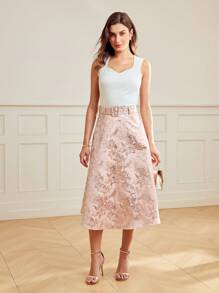 MOTF Classy CLASSY FLORAL JACQUARD A LINE SKIRT