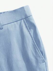 AKNOTIC Business Casual Men's Woven  Straight Trousers, Mid-Waist, Slim Fit, Business/Casual, Suitable For Daily Wear And Spring/Summer Season - Baby Blue - View 4