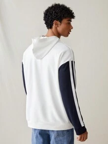 Manfinity VCAY Men's Knitted Casual Hoodie With English Pattern Print And Loose Long Sleeves For Daily Fashion, For Fall Winter - Blue - View 2