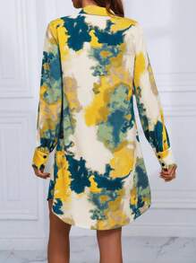 SHEIN LUNE Phụ nữ thường ngày mặc hàng ngày ombre Đầm dài tay xuân hè - Nhiều màu - Xem 2