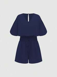 SHEIN SXY 女款純色簡約日常露肩連體褲