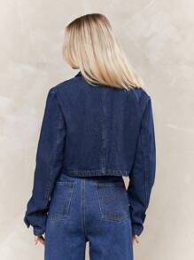 MISSGUIDED Zip Through Cargo Denim Jacket Winter Wear - Blue - View 2