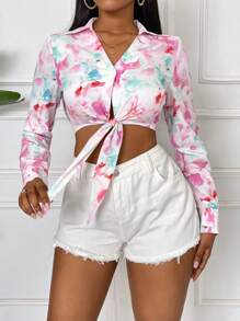 INAWLY Women's Random Printed Simple Daily Long Sleeve Shirt Fall Cloth For Women - Multicolor - View 6