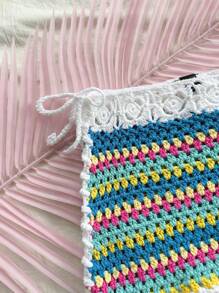 Soleia Jupe tricotée courte à rayures arc-en-ciel pour vacances et loisirs - Multicolore - Voir 2