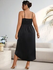Celure Plus Solid Wrap Hem Cami Dress