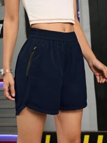 Streetz SHEIN Sport Quần short thể thao có túi zip chắc chắn cho mùa hè - Màu xanh hải quân - Xem 7