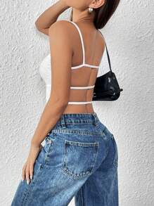 Flirla Rugloze cami-top met oogjesborduurwerk