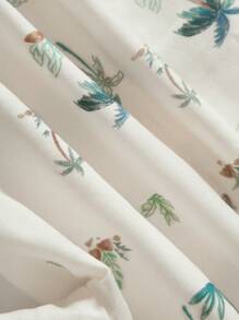 Cozy Pixies Baby Boy Coconut Tree Pattern Short Sleeve Lapel Cardigan Top Solid Color Casual Shorts 2pcs/Set