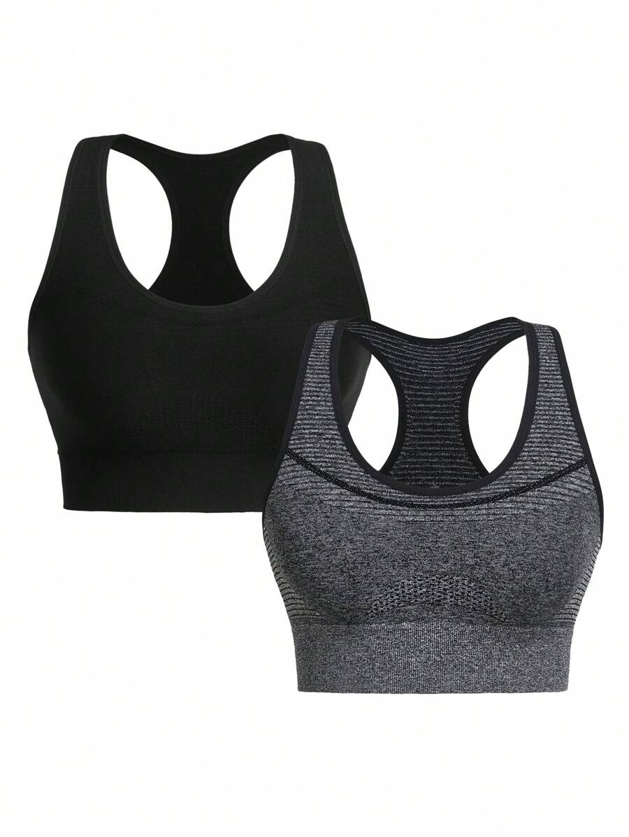 SHEIN Sport Studio 3 pezzi Top sportivi a coste, maglie aderenti, canotte da allenamento