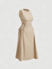 SHEIN MOD Robe sans manches simple unicolore pour femme grande taille convenant pour un usage quotidien