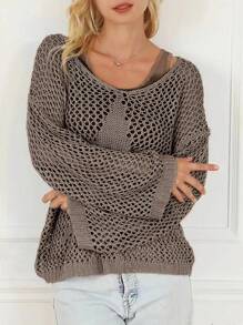 Calvaya Plus Size Spring/Autumn Leisure Hollow-Out Knit Pullover Sweater Knit Pullover Fall Winter Outfit