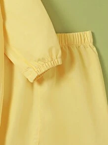 Conjunto de impermeable y pantalón de trekking para chicos, reflectante y antilluvia en color amarillo para actividades al aire libre - Amarillo - Ver 4