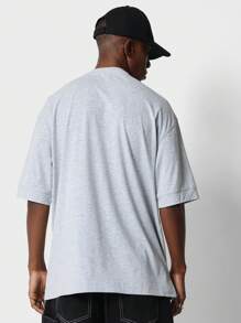 Camiseta oversize con estampado gráfico de números - Gris Claro - Ver 2