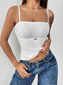 Flirla Rugloze cami-top met oogjesborduurwerk