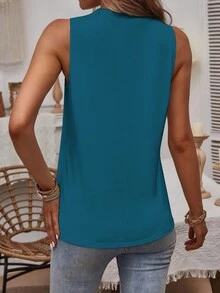 SHEIN LUNE 夏季街頭時尚酷炫賽車和標語印花女款圓領背心 - 水鴨藍 - 查看 2