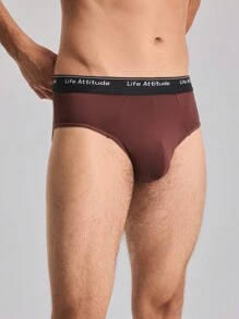 Men's Simple Letter Patterned Triangle Briefs, 3pcs/Set - Multicolor - View 5