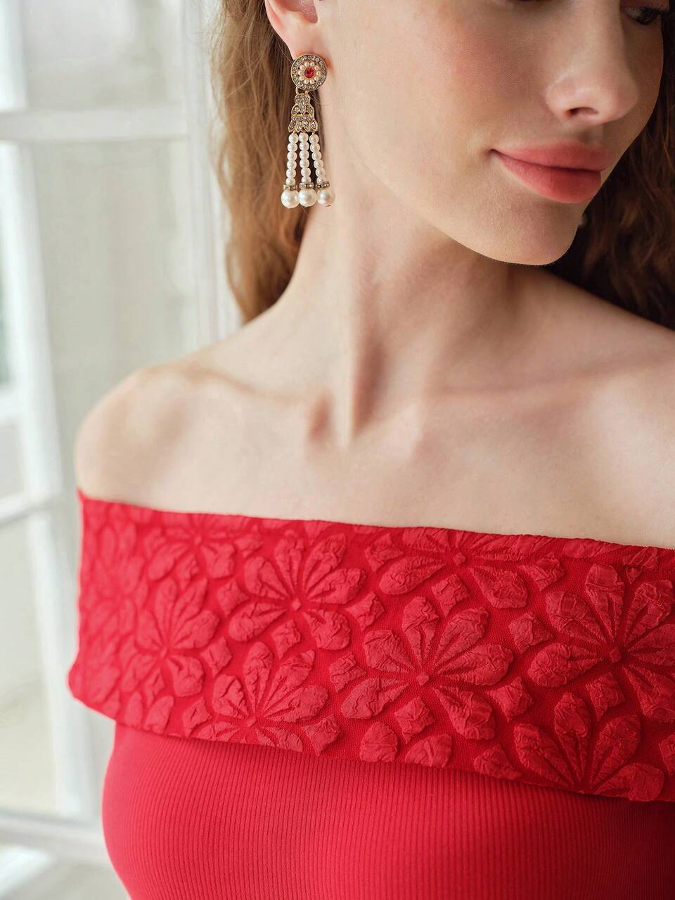 FLORAL PATTERN OFF SHOULDER TOP