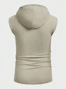 Manfinity RelaxMax Men's Solid Color Sleeveless Hoodie - Light Grey - View 3