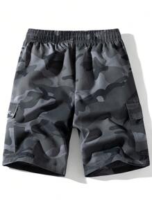 Men's New Summer Camouflage Cargo Shorts, Loose-Fit Casual Knee-Length Shorts