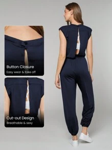 GLOWMODE Cloudknit 可调节口袋 Peekaboo 连体裤 轻度支撑 低冲击 日常休闲 夏季 - Dark Blue - 查看 3