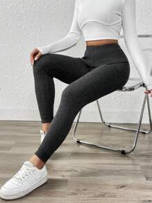 Chiquease Ladies' Solid Color Simple Daily Leggings Fall Cloth For Women - Grey - View 6