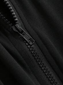 DAZY 女士修身连帽开衫 T 恤女式夹克，秋季女装 - 黑色 - 查看 2