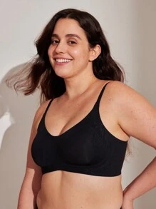 LUVLETTE Sutien sport negru fără fereturi, cu spate jos, respirabil, din modal, cu pernuțe încorporate, lenjerie intimă ca îmbrăcăminte exterioară, lipicios, mărime de bază, sutien Freedom, lenjerie intimă ascunsă, potrivit și pentru adolescente, fete tinere și copii