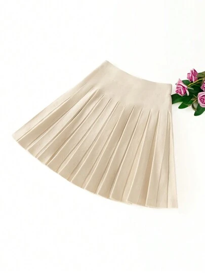 GIGOGOU 女士纯色百褶休闲迷你针织裙，秋冬款