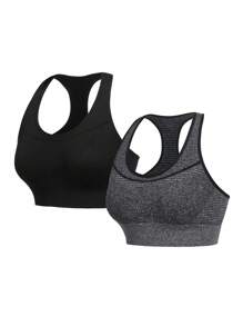 SHEIN Sport Studio 3 pezzi Top sportivi a coste, maglie aderenti, canotte da allenamento