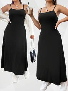 Vibekara Đầm Maxi cơ bản đa năng cho nữ cỡ lớn - màu đen - Xem 8