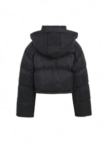 DAZY 设计款抽绳短款女士连帽夹克 冬季女士外套 - 黑色 - 查看 5