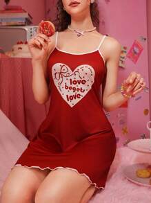 SweetSlumber 1 pieza Vestido de pijama de seda de leche con estampado digital para mujeres, 140g