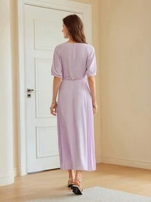 MOTF PREMIUM VÁY DÒNG TAY RAGLAN XẾP - Màu tím hoa cà - Xem 6