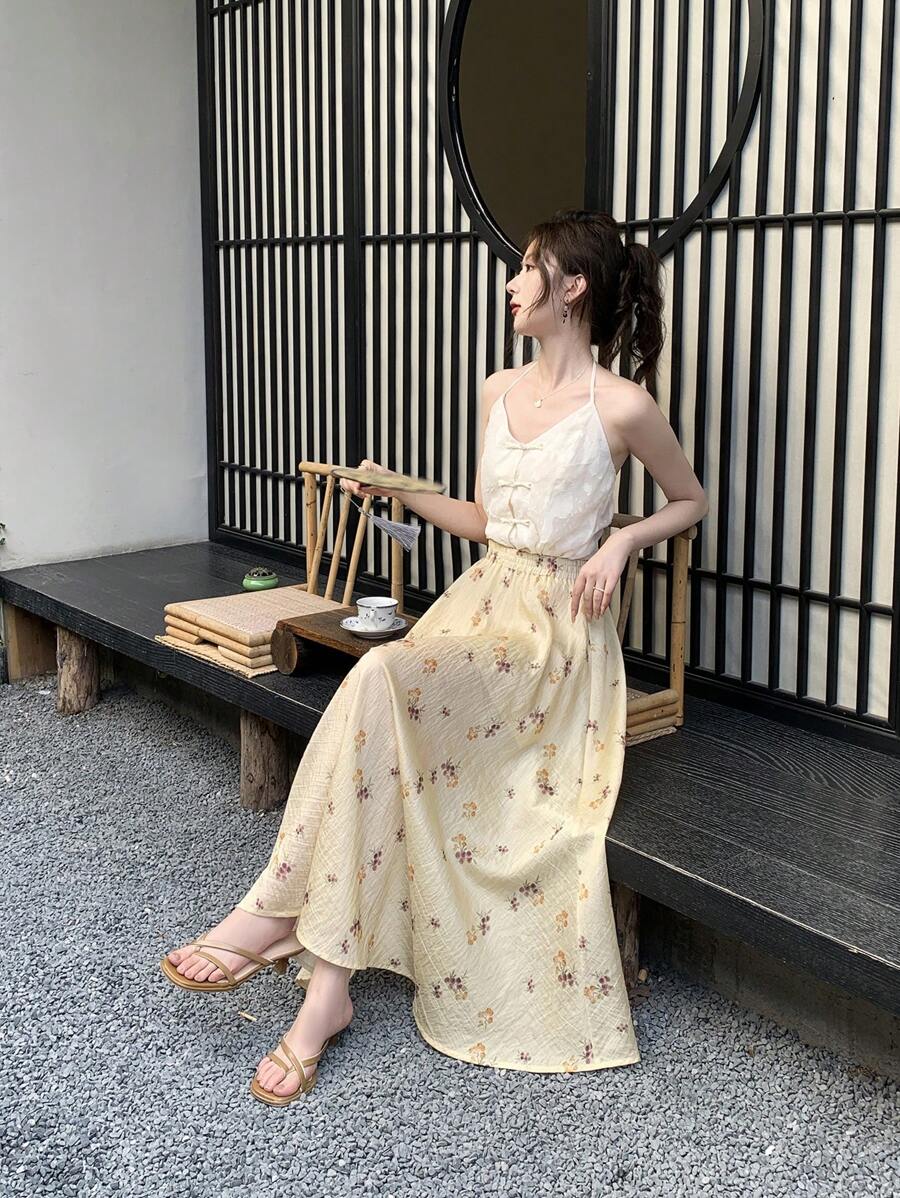 EastFlair 簡約新中式印花裙 - 彩色 - 查看 1