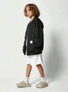 SUMWON Áo hoodie thể thao tập luyện thường ngày mùa đông unisex có khóa kéo cỡ lớn vừa vặn với túi Kangaroo thời trang dành cho thanh thiếu niên - màu đen - Xem 4