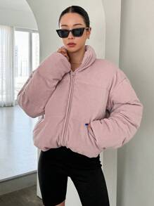 DAZY Women's Winter Casual Solid Color Stand Collar Padded Coat ,Winter Women Clothes,Winter Coat Women
