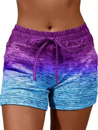 New Spring/Summer European And American Women's Fashionable Gradient Color Sports Shorts On Streets