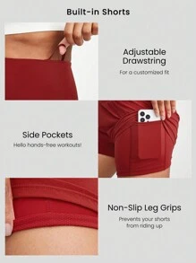 GLOWMODE VitalSwift Nhanh Khô Nhẹ Siêu Cao Dây Kéo Túi Dây Kéo Quần Short Chữ A Có Quần Lót Tích Hợp Hàng Ngày Thường Ngày Tập Gym Mùa Hè - Màu Tím - Xem 3