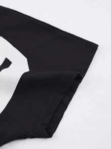 ROMWE MEN Street Life 男士复古做旧帽子印花短袖 T 恤，夏季，学校 - 黑色 - 查看 7