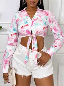 INAWLY Women's Random Printed Simple Daily Long Sleeve Shirt Fall Cloth For Women - Multicolor - View 7