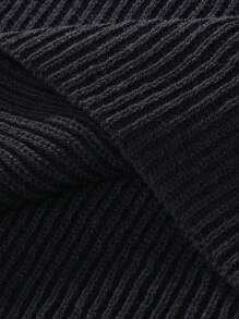 Claim Dot Men Solid Zipper Rib-Knit Drop Shoulder Knit Top - Black - View 7