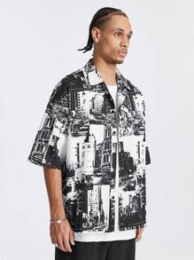 Manfinity NXTstreet Kemeja Pria - Hitam - View 5