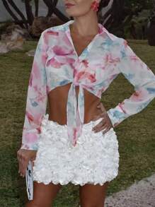 INAWLY Women's Random Printed Simple Daily Long Sleeve Shirt Fall Cloth For Women - Multicolor - View 1