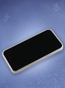 Corpse Bride | ROMWE 1pc Transparent TPU Case With Figure And Bouquet Print, Compatible With Multiple IPhone Models - Multicolor - View 3