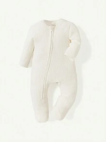 Cozy Pixies 新生嬰兒男寶寶純色連腳爬服細身2件套裝 - 藍色 - 查看 5