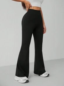 SHEIN PETITE Solid Skinny Flare Leg Pants