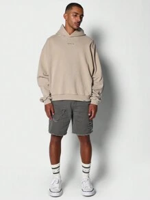 SUMWON 优质宽松连帽衫街头服饰秋冬春季套头衫运动衫休闲必备运动休闲简约美学 - 杏色 - 查看 4